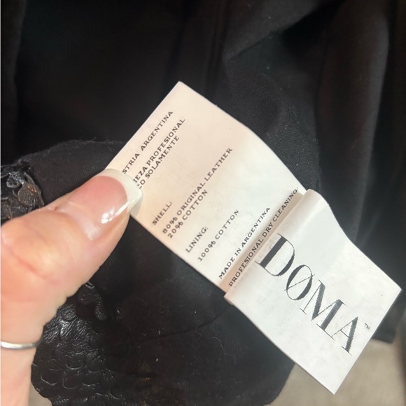 Doma Punched Scaled Textured Leather Jacket, Black - Picture 14 of 15